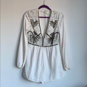 NastyGal White LongSleeve Romper